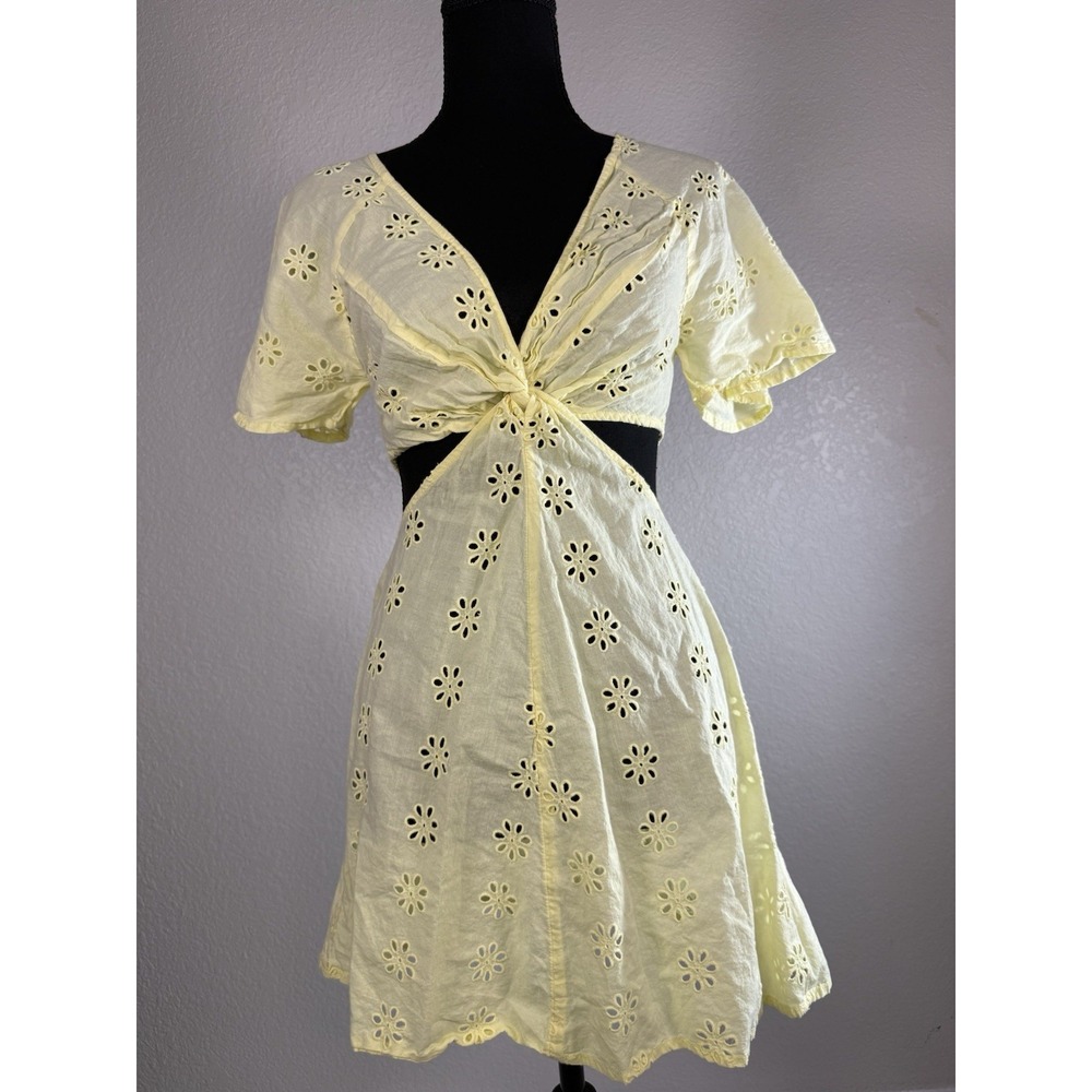 Asos Women's Yellow Dress‎ Size 2 Eyelet Cutout